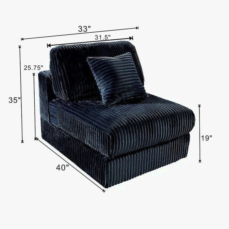 6-Piece Corduroy Upholstered L-Shaped Modular Sectional Sofa