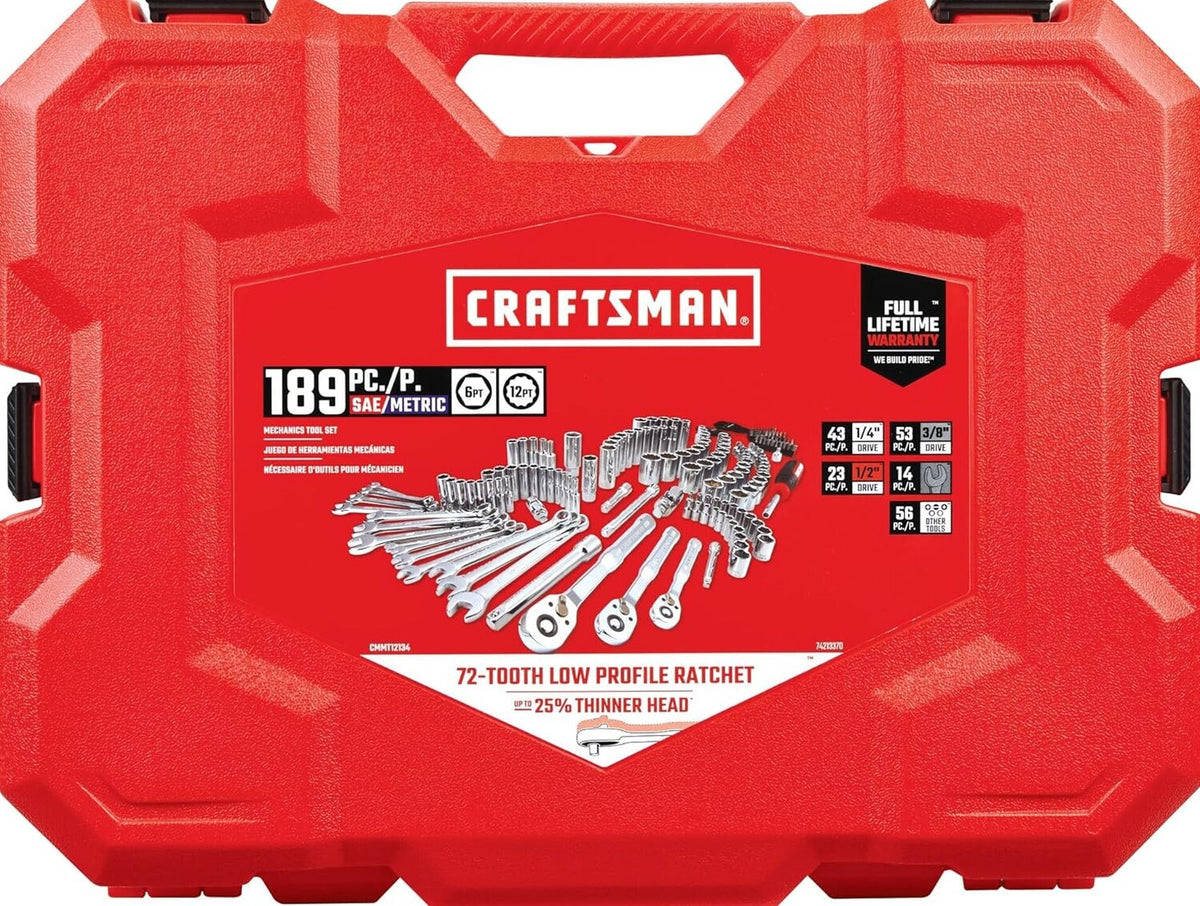 CRAFTSMAN Mechanics Tool Set, 1/4 and 3/8 Inch Drive, 189 Piece - CMMT12134