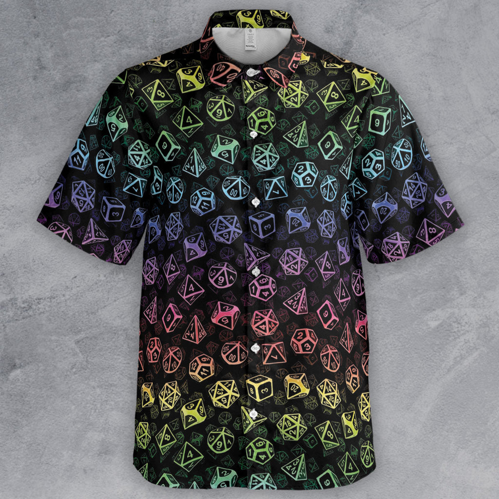 DnD Rainbow Dice Set Pattern Button Down Shirt