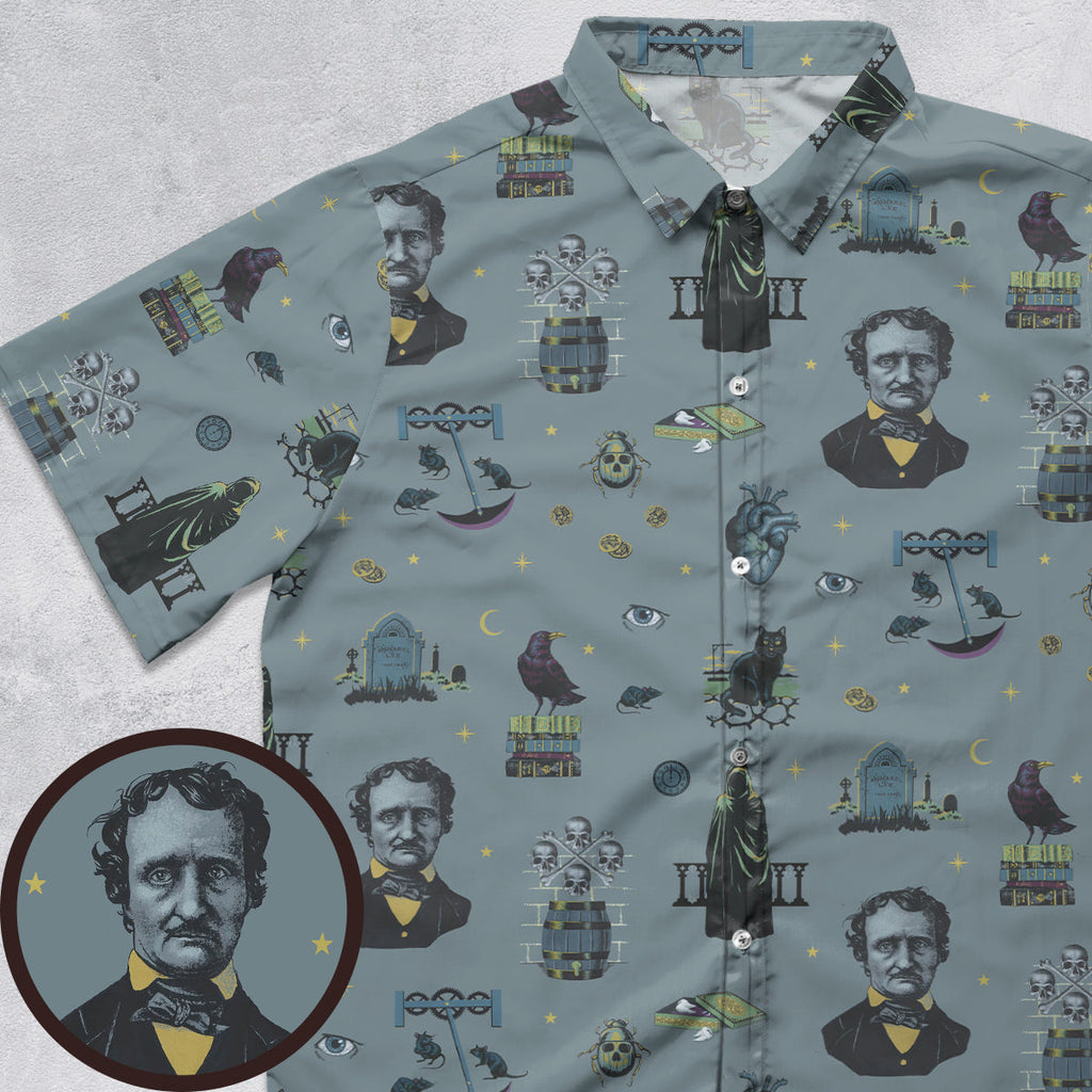 The Dark Themed Edgar Allan Poe Button Down Shirt
