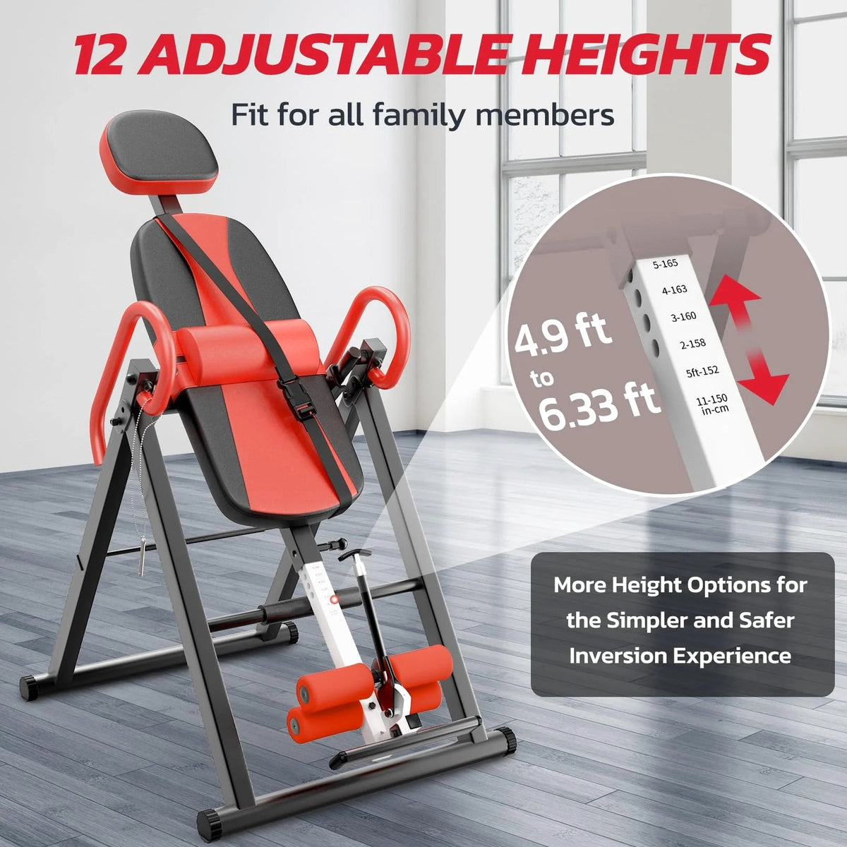 YOLEO Adjustable Inversion Table - 300-Pound Capacity