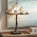 Robert Louis Tiffany Table Lamp 26 inch High Dark Bronze Cherry Blossom Stained Art Glass Shade