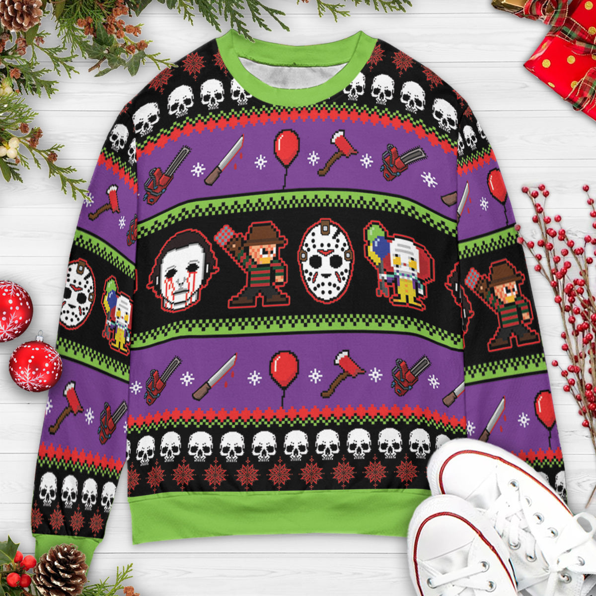 Nightmares on Halloween Ugly Christmas Sweatshirt