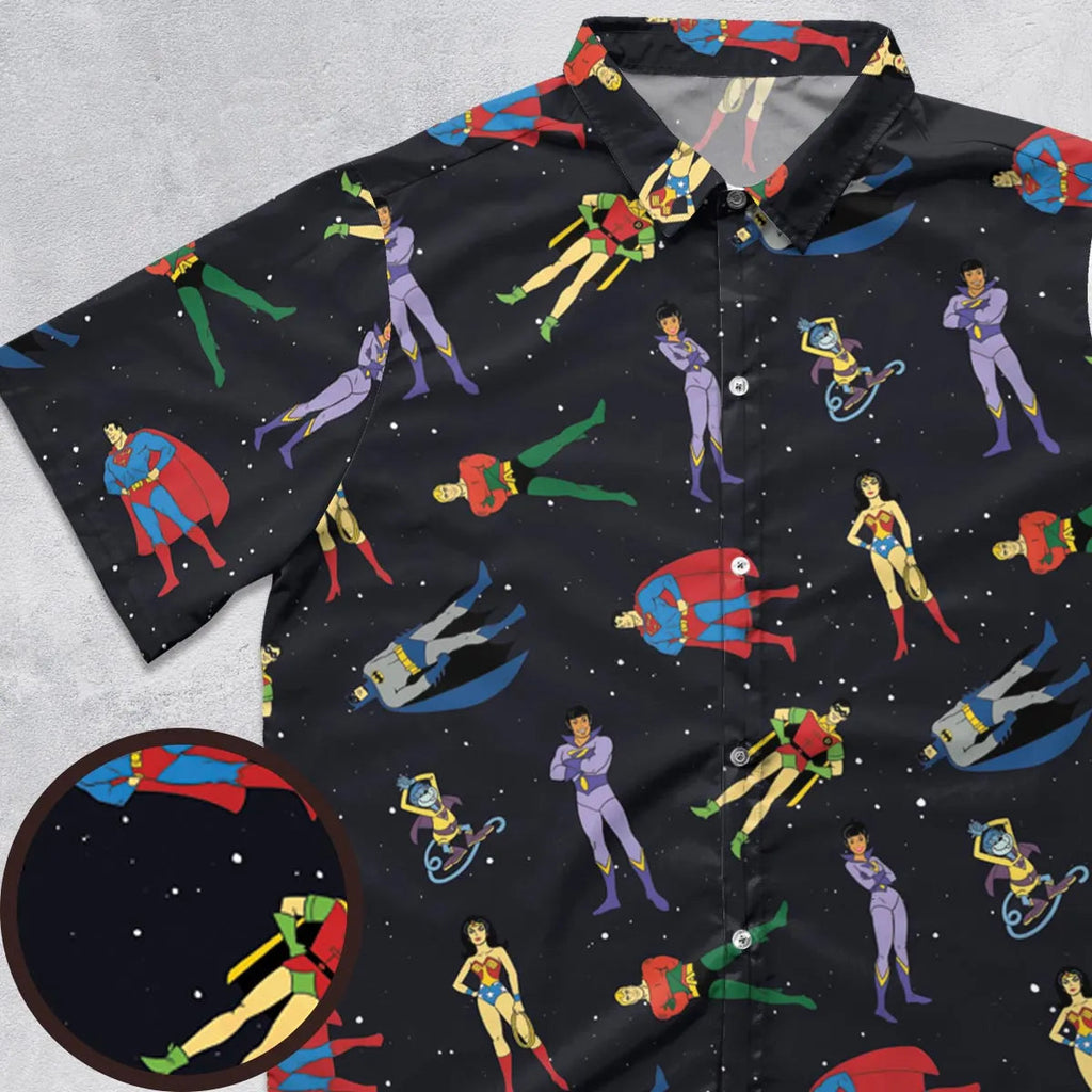 The Super Powers Team Super Friends Button Down Shirt