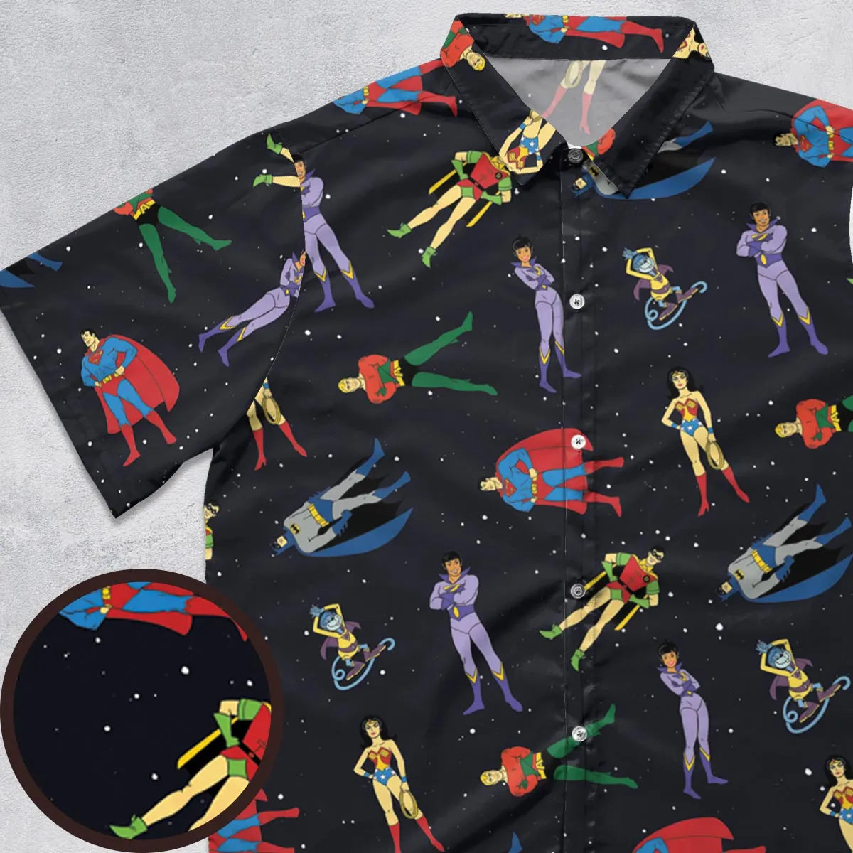 The Super Powers Team Super Friends Button Down Shirt