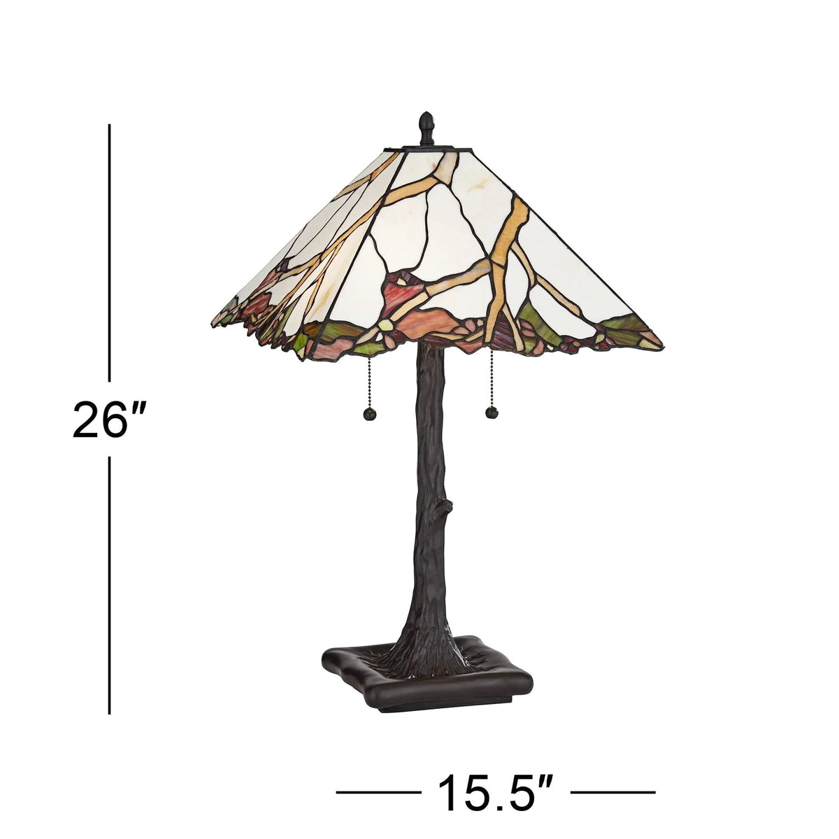 Robert Louis Tiffany Table Lamp 26 inch High Dark Bronze Cherry Blossom Stained Art Glass Shade