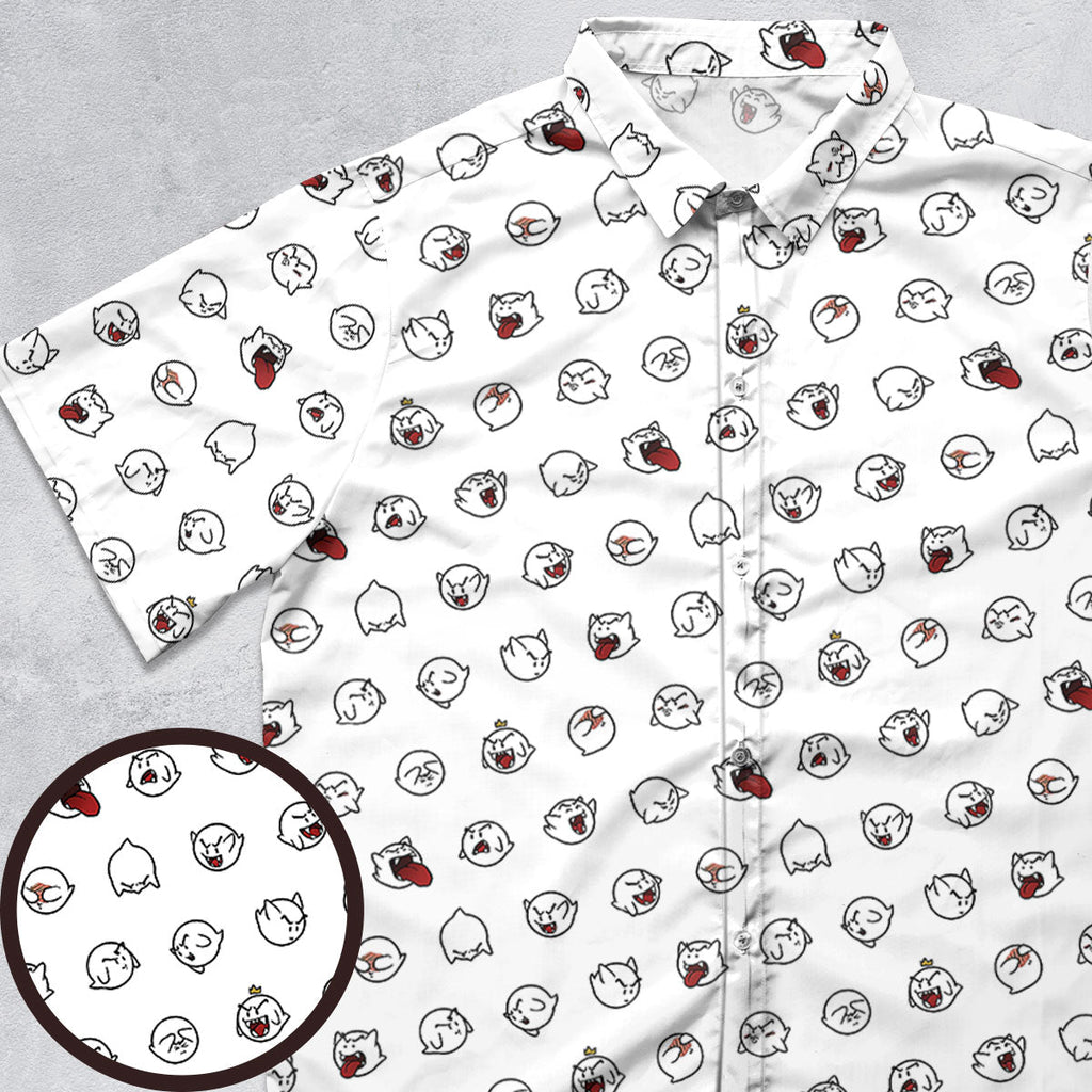 Super Mario Boo Pattern Button Down Shirt