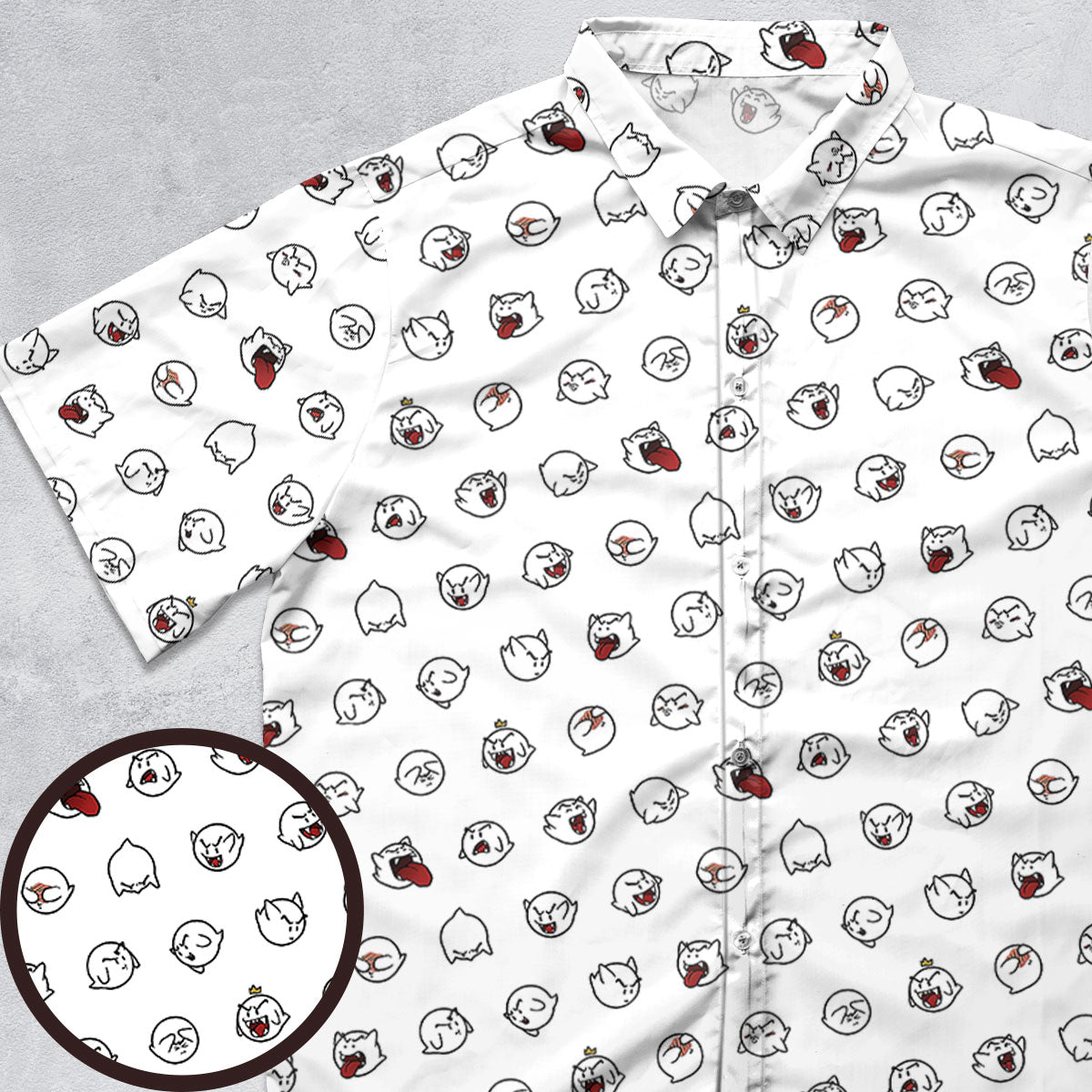 Super Mario Boo Pattern Button Down Shirt