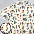 The Adventures of Rocky and Bullwinkle and Friends Characters Pattern Button Down Shirt