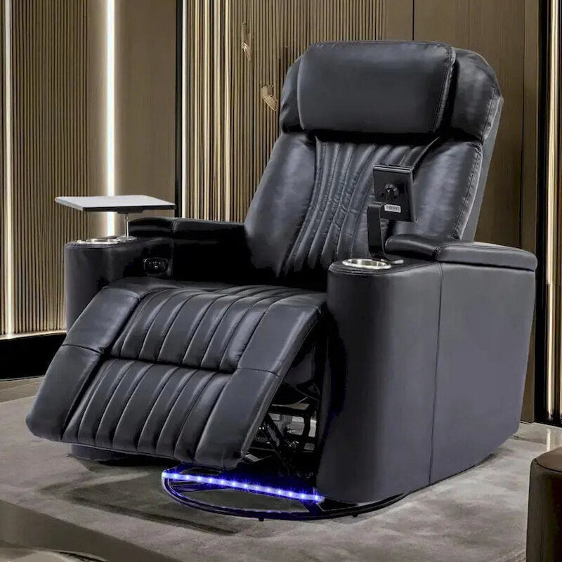 Power Recliner Chair With USB Charging Ports, Cup Holders And Swivel Tray Table - 270-Degree Swivel