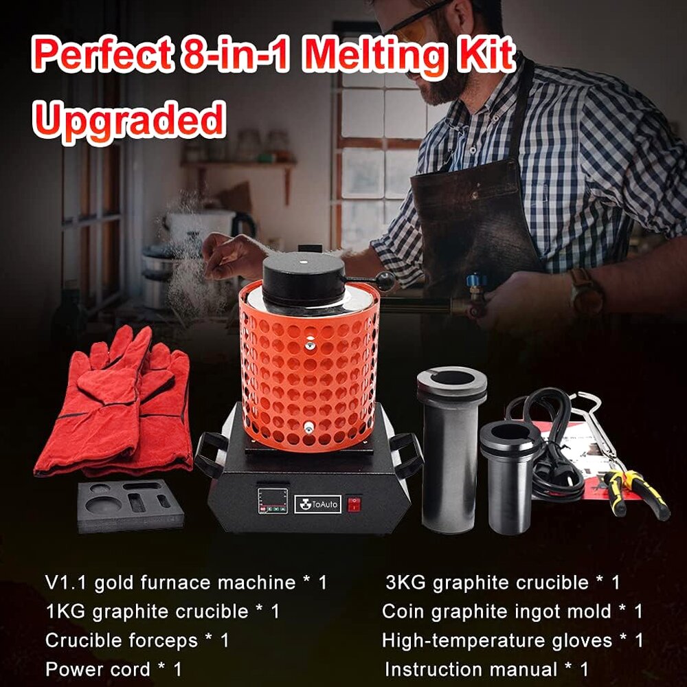 TOAUTO Gold Melting Furnace 1+3KG 1400W 2100F - TGF3000-V1.1