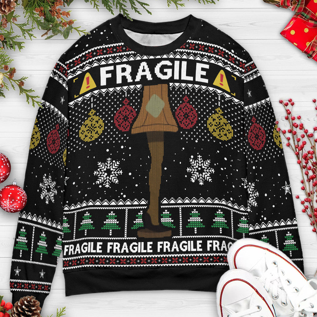 Fragile Leg Lamp A Christmas Story Ugly Christmas Sweatshirt