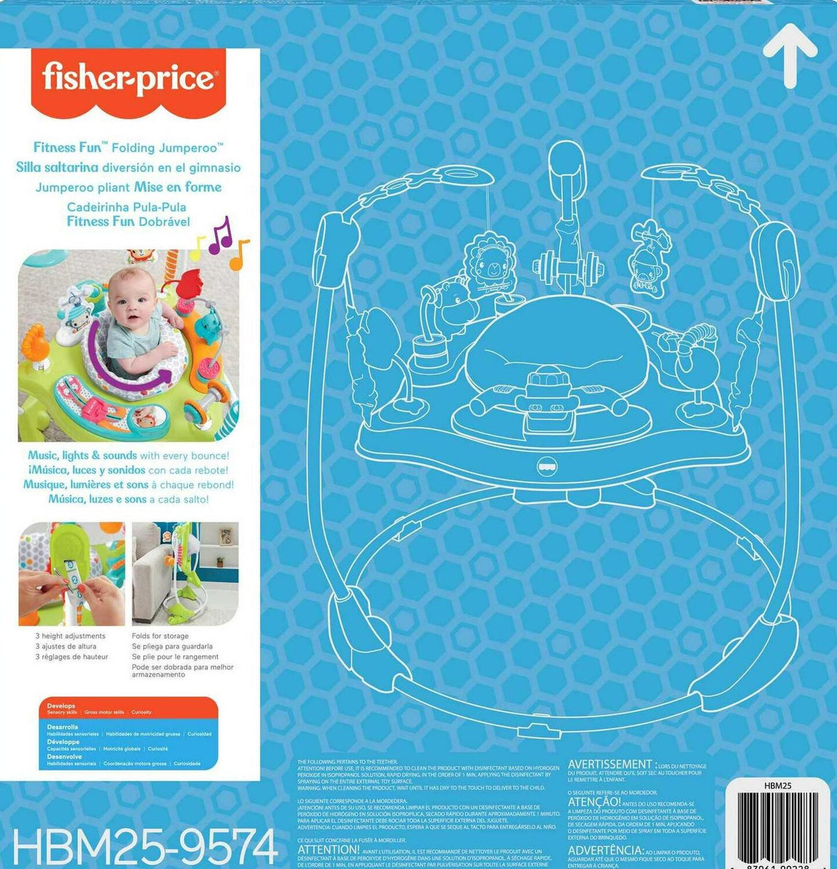 Fisher-Price Fitness Fun Folding Jumperoo Infant Activity Center With Lights And Music - HBM25