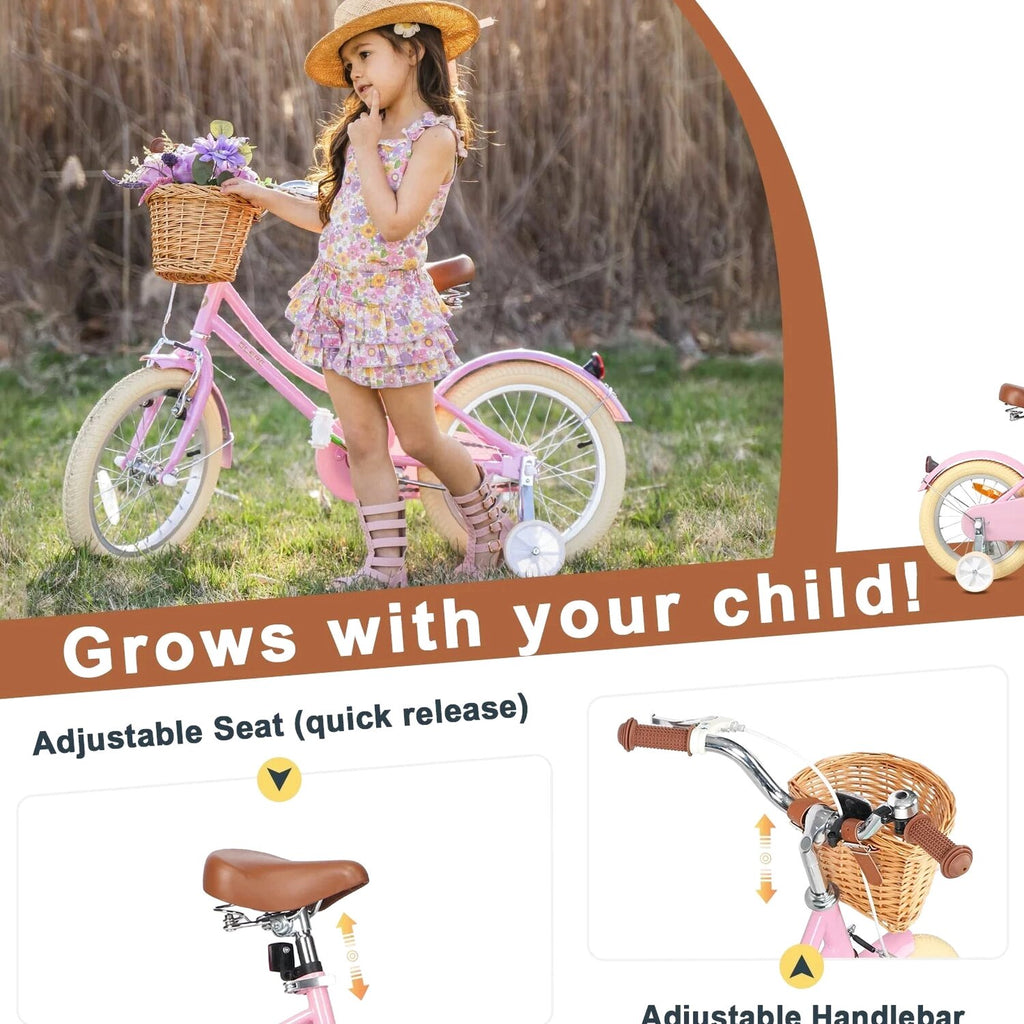 Glerc Girls' Kids' Bike, 12 inch, Pink, Ages 2-4 Years - Little Molly