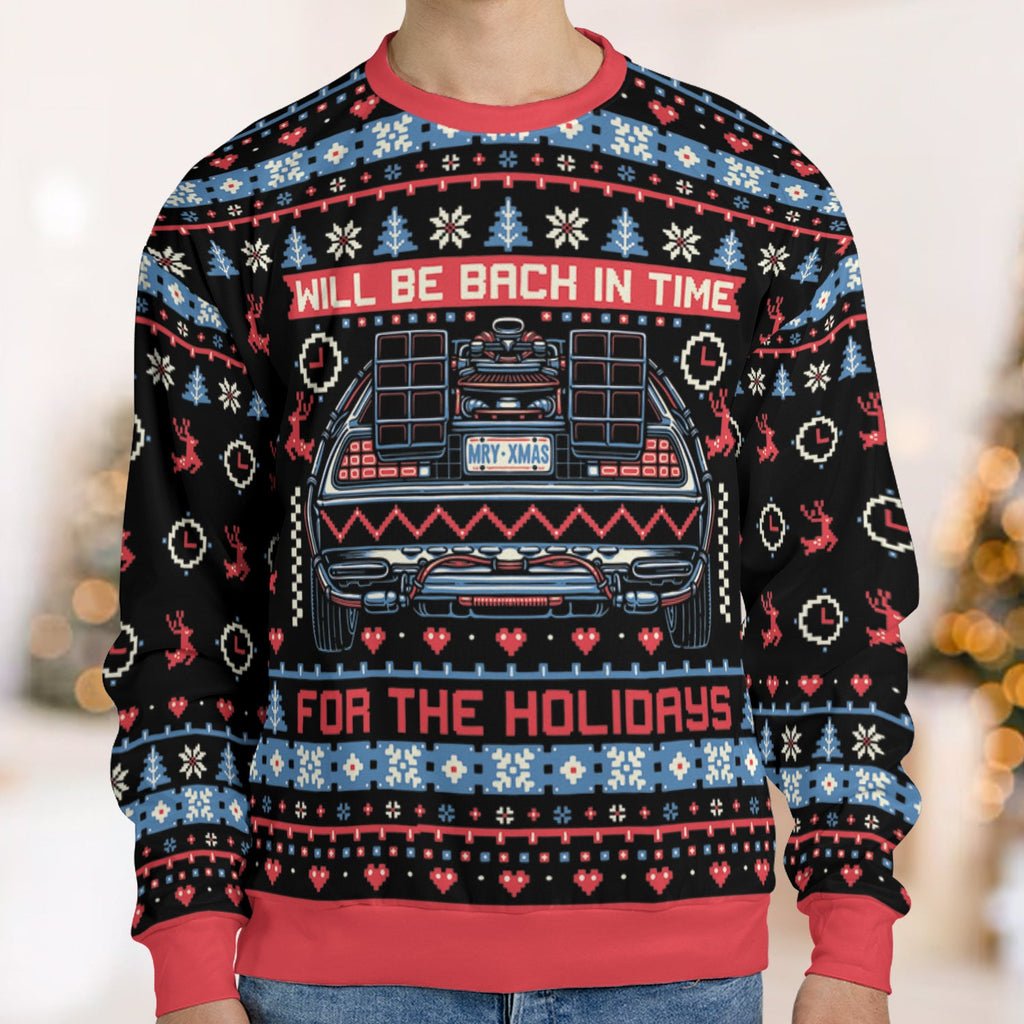 Back in time for the holidays Back To The Future Ugly Christmas Sweatshirt
