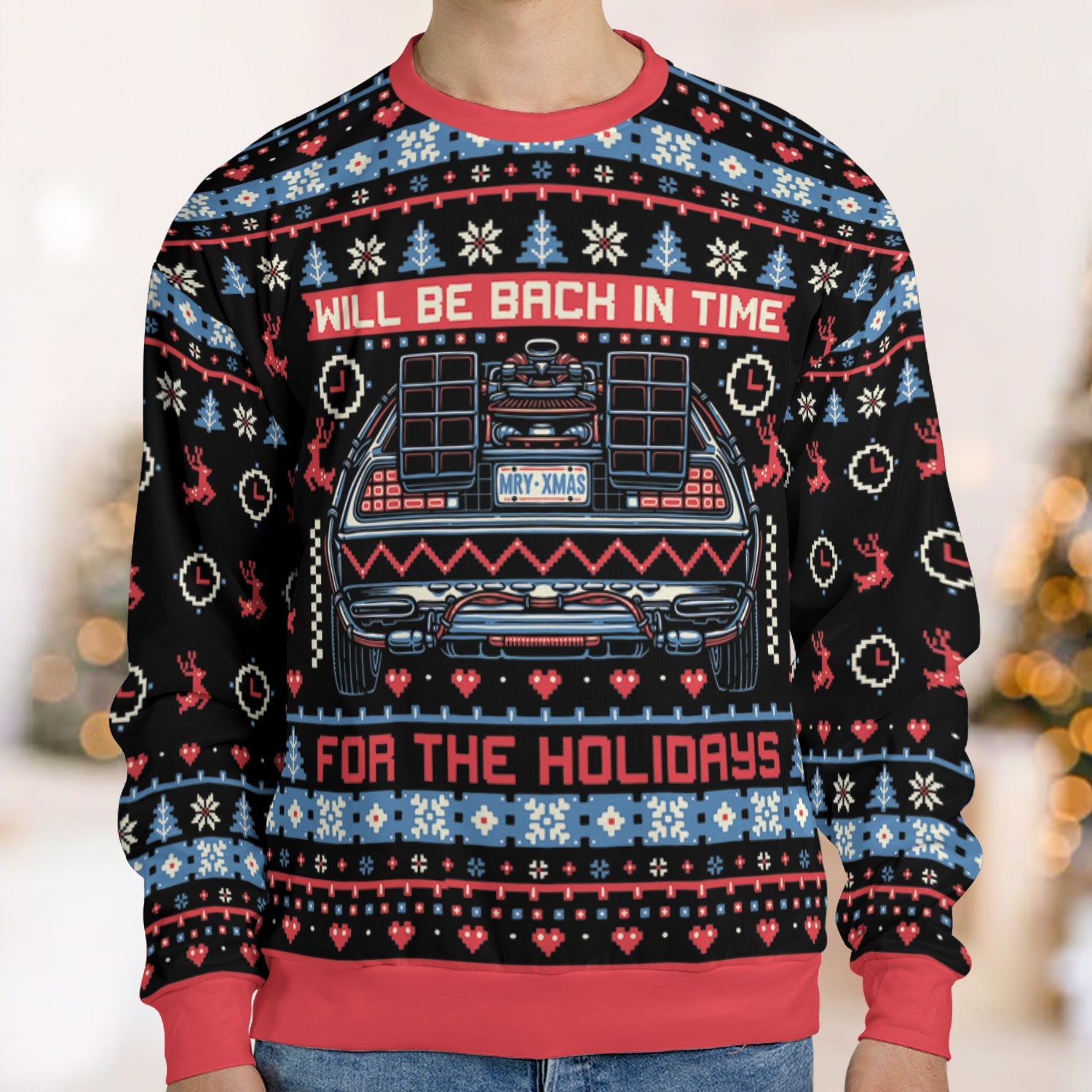 Back in time for the holidays Back To The Future Ugly Christmas Sweatshirt