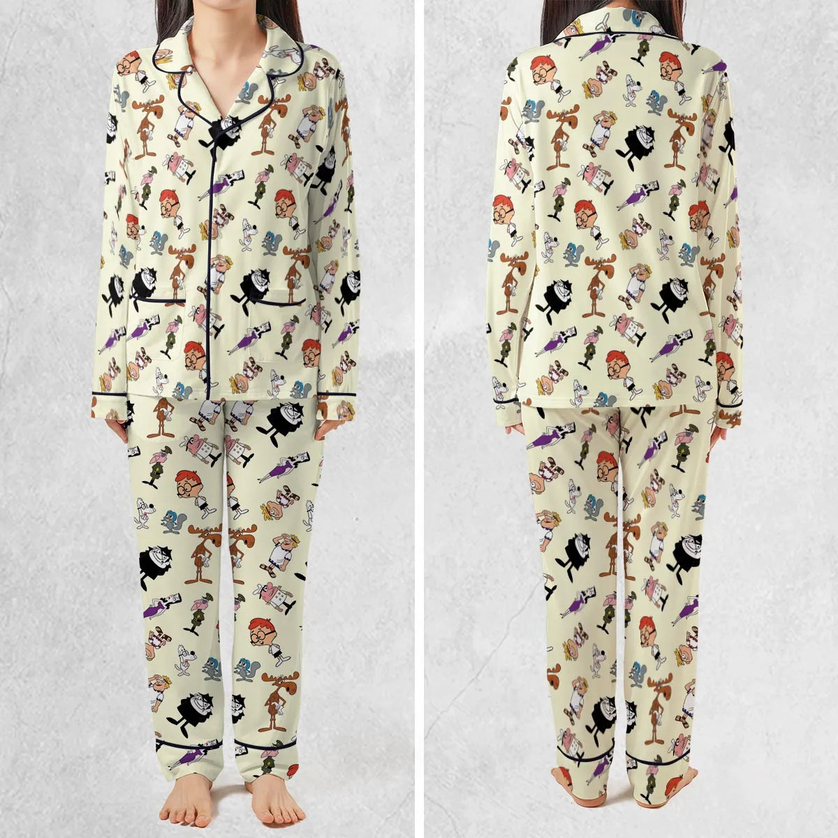 60s The Adventures Of Rocky And Bullwinkle and Friends Pajamas Set