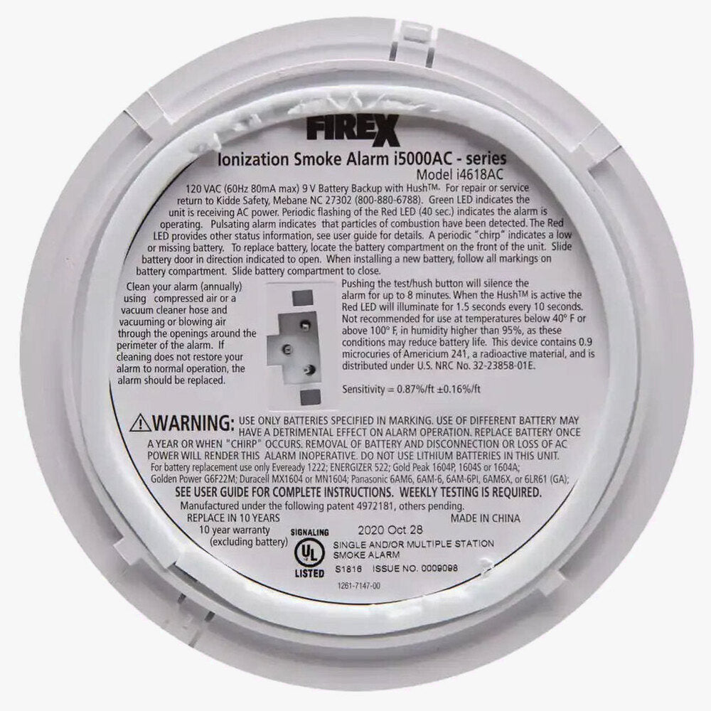 Kidde Firex Hardwired Ionization Smoke Detectors With Battery Backup, 4-Pack - i4618