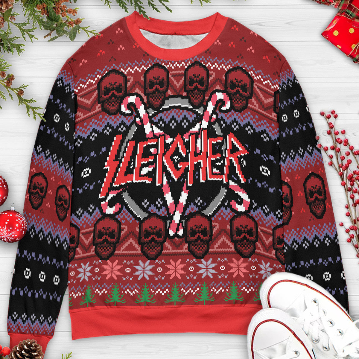 Sleigher Christmas Slayer Band Ugly Christmas Sweatshirt