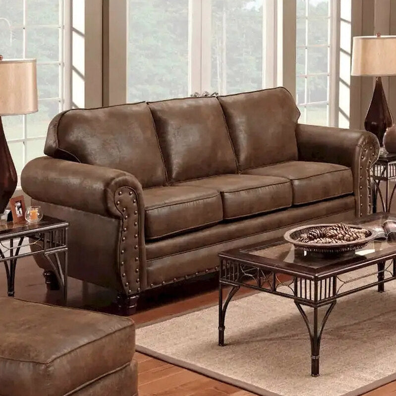 Sedona Sofa With Faux Leather Microfiber Upholstery - 88 W