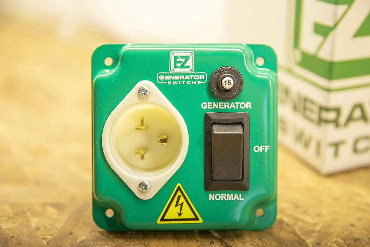EZ Generator Switch 15A 125V Green Manual Transfer Electrical Switch