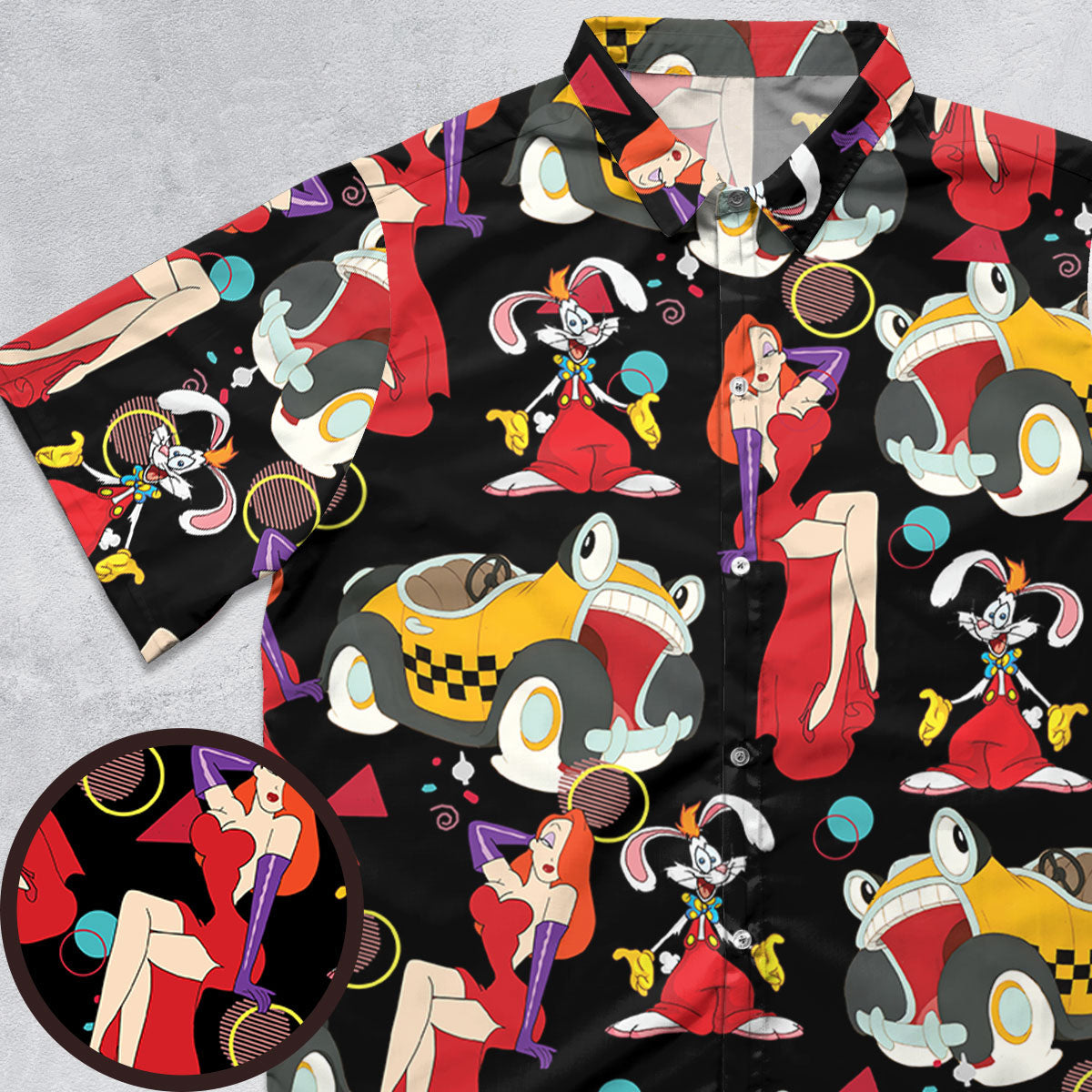 Retro 90s Jessica Rabbit Roger Rabbit Button Down Shirt
