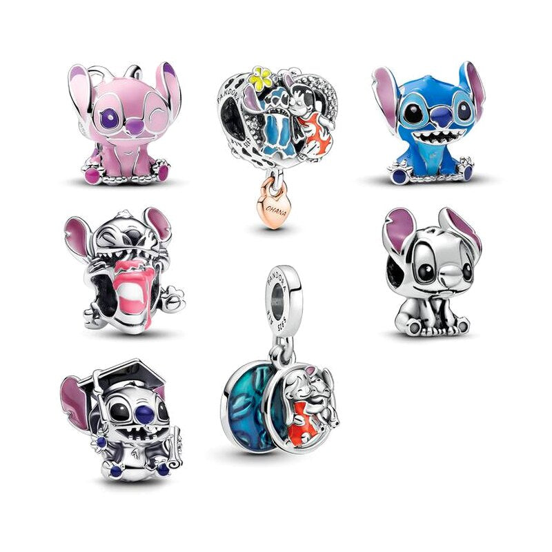 Colorful Alien Character Sterling Silver Charm Set