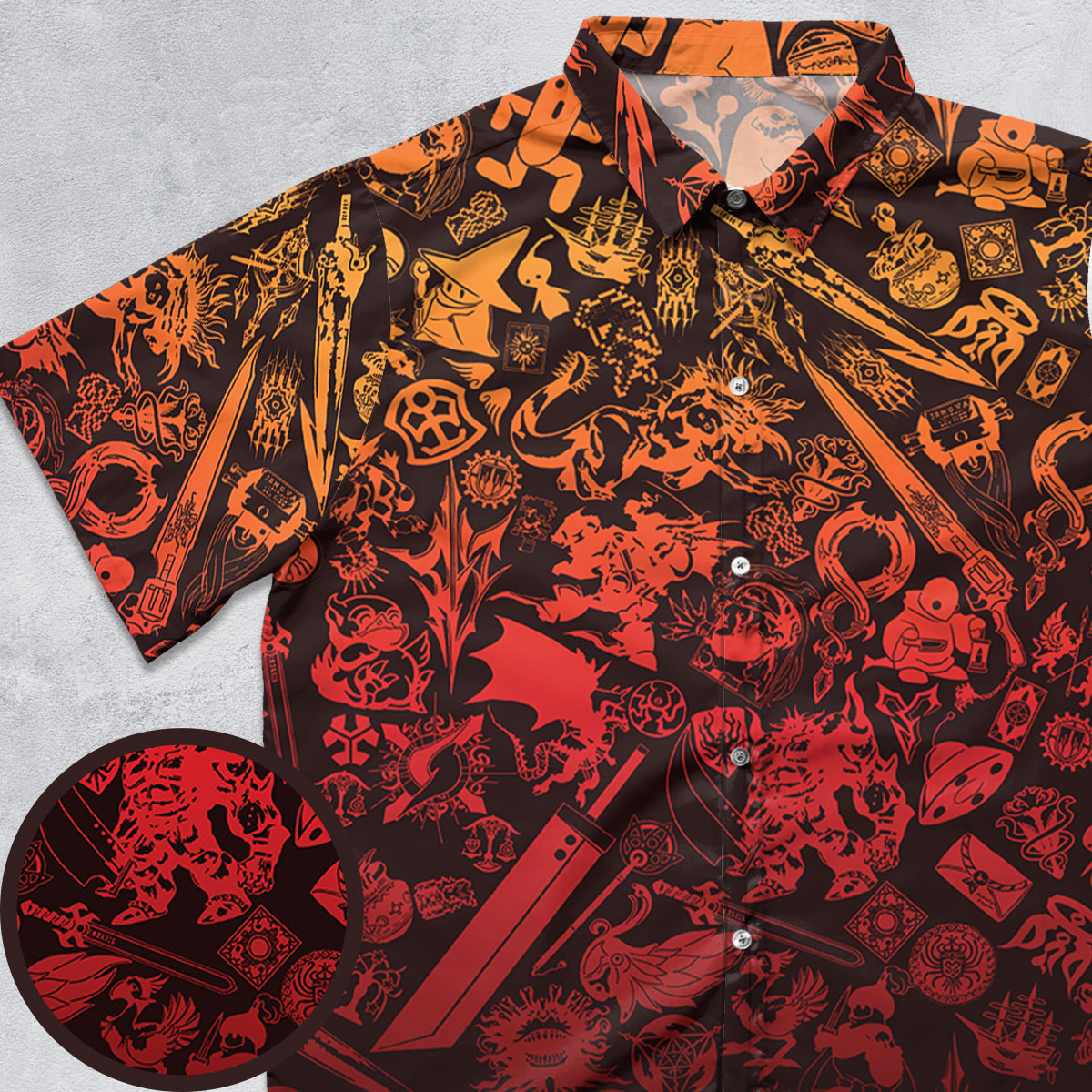 Red Moggle Final Fantasy Button Down Shirt