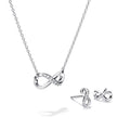 Sterling Silver Infinity Necklace and Stud Set