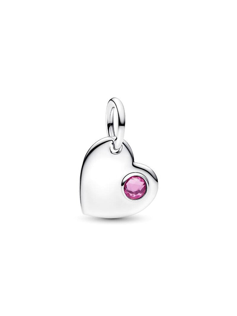 Pink Stone Engravable Heart Dangle Charm