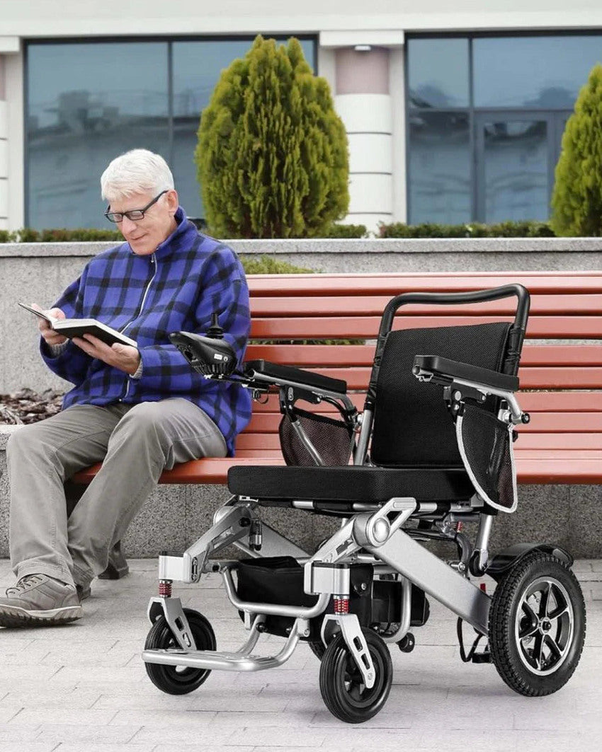 VERPAL Foldable Power Wheelchair, 25 Miles, 500W Dual Motors, 38in D x 25in W x 37in H - Silver Gray