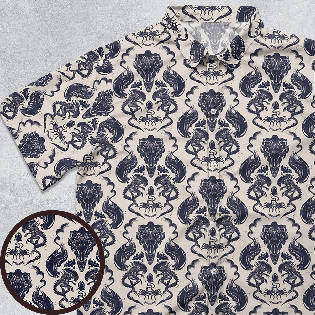 Alien Xenomorph Pattern Button Down Shirt