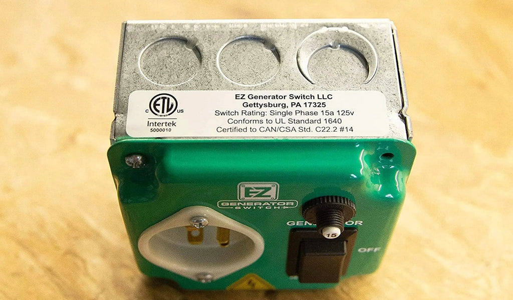 EZ Generator Switch 15A 125V Green Manual Transfer Electrical Switch