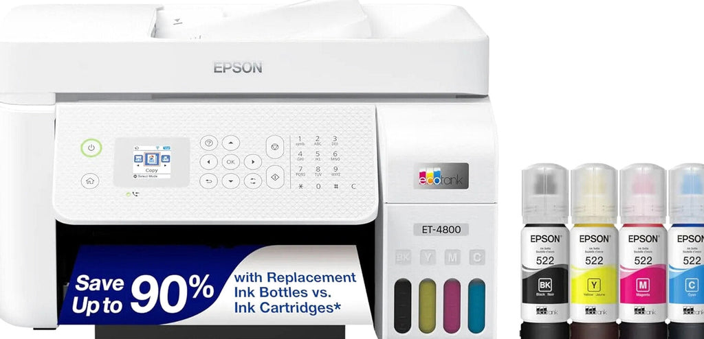 Epson EcoTank ET-4800 Wireless All-in-One Inkjet Printer, White - ET-4800