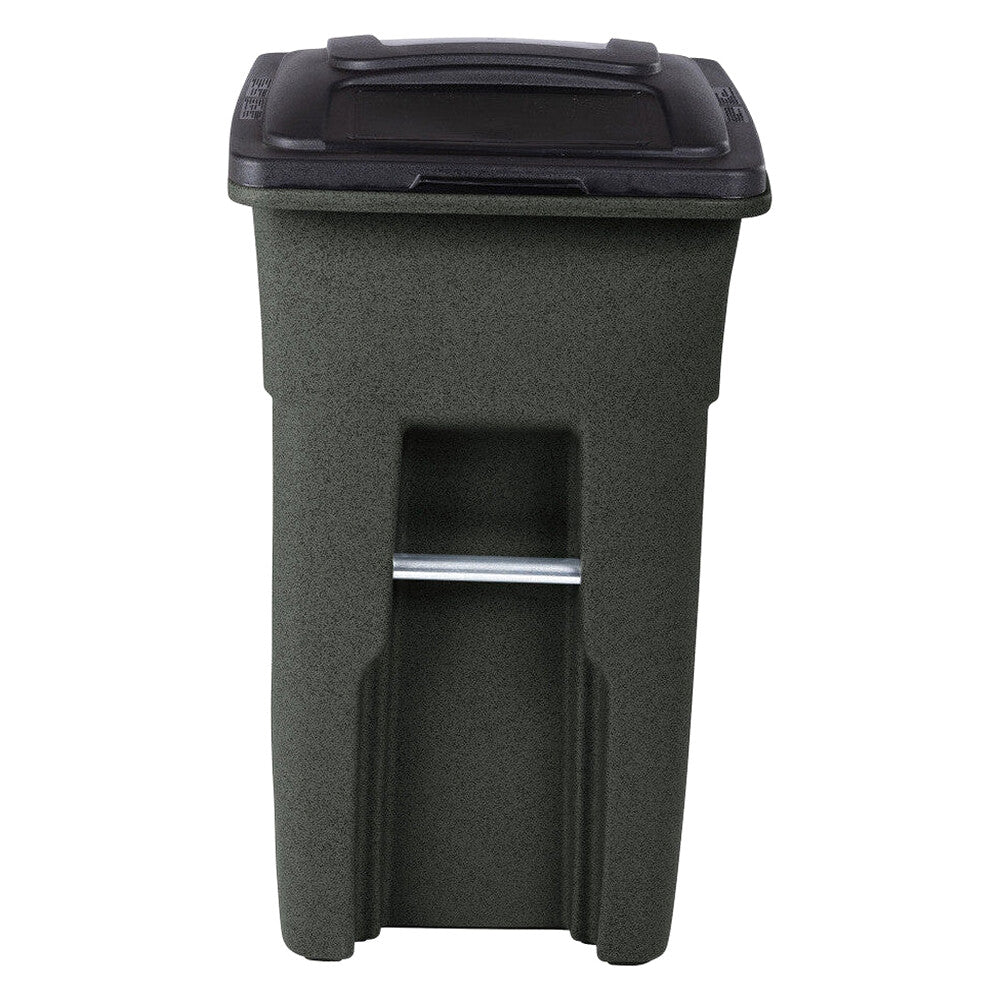 Toter 32 Gallon Greenstone Trash Can With Quiet Wheels And Attached Lid, 24.25 in D x 19.75 in W x 37.5 in H - ANA32-55410