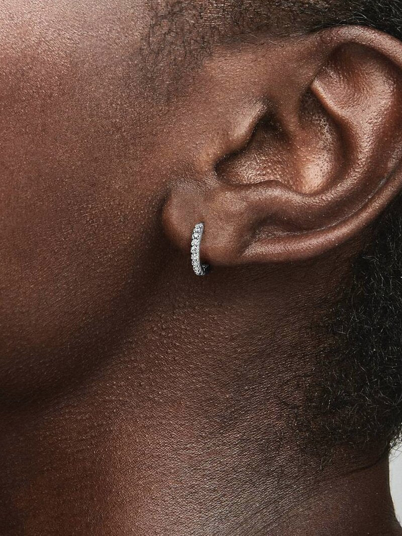 Sterling Silver Clear Stone Huggie Hoops