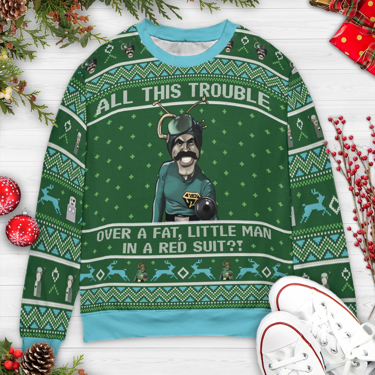 Fatman with red suit Ugly Christmas Sweatshirt