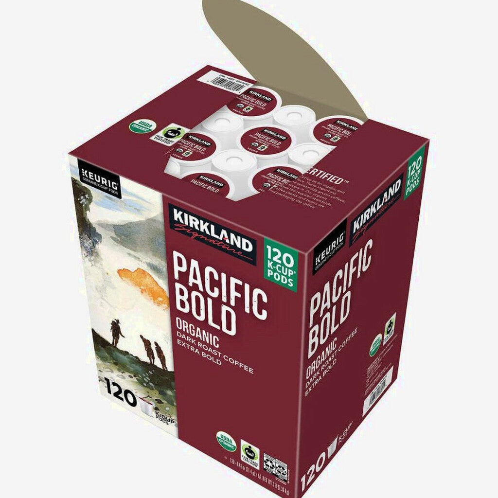 Kirkland Signature Organic Pacific Bold Dark Roast Coffee K-Cup Pods, 120-Count