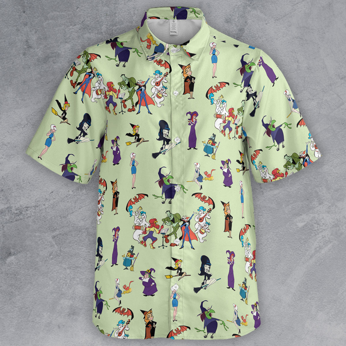70s Witches Cartoon Characters Button Down Shirt