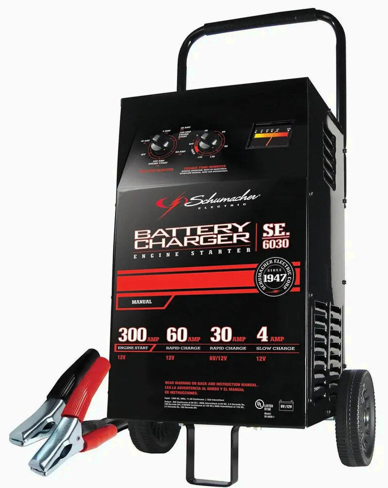 Schumacher 2-in-1 Battery Charger & Engine Starter, 6V/12V, 300 Crank Amps, 60 Amp Fast Charge - SC1446