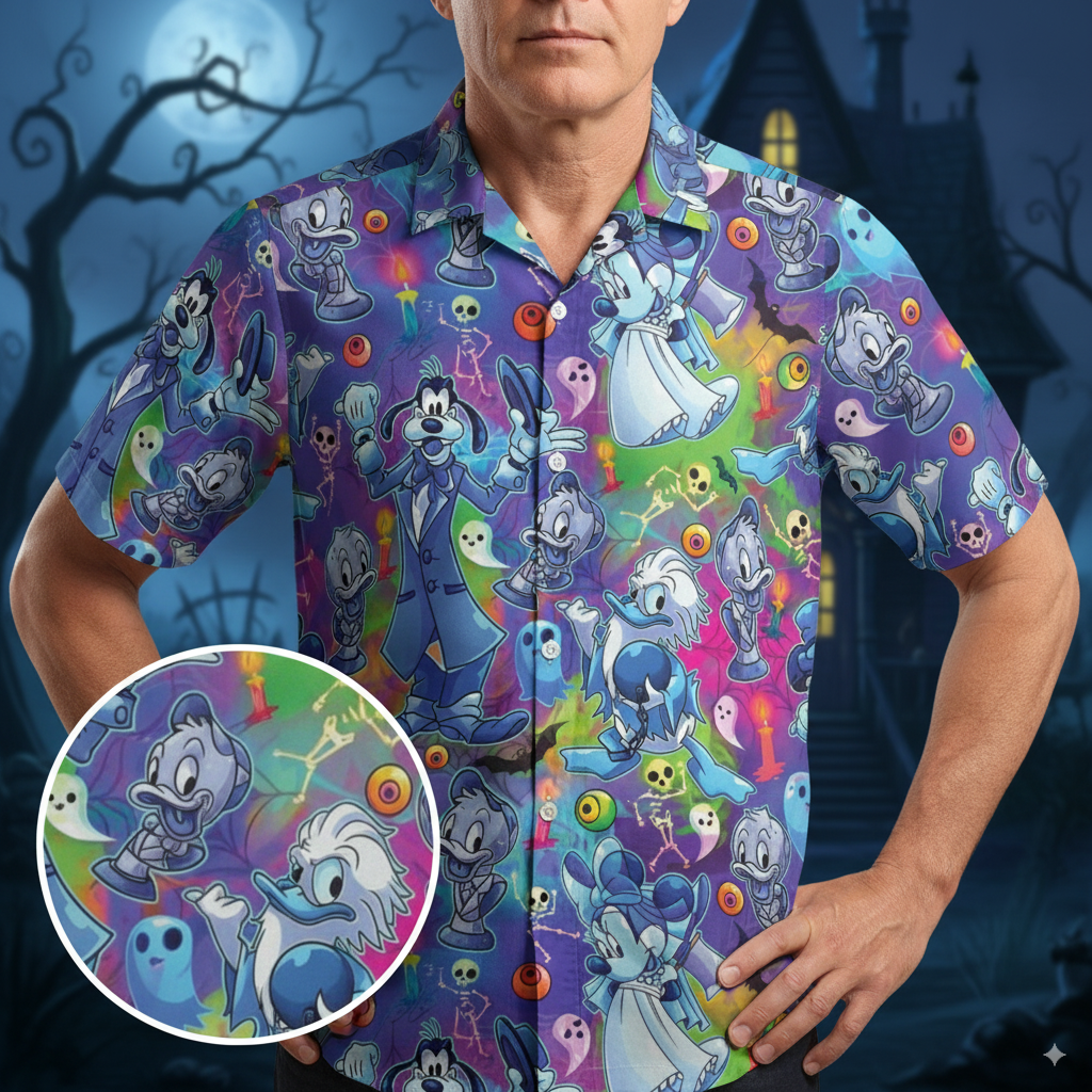 Halloween Mood Haunted Mansion Button Down Shirt