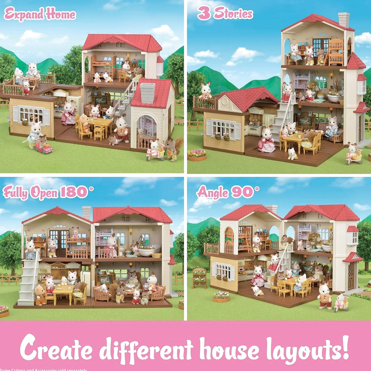 Calico Critters Red Roof Country Home Dollhouse Playset With Figures, Furniture And Accessories