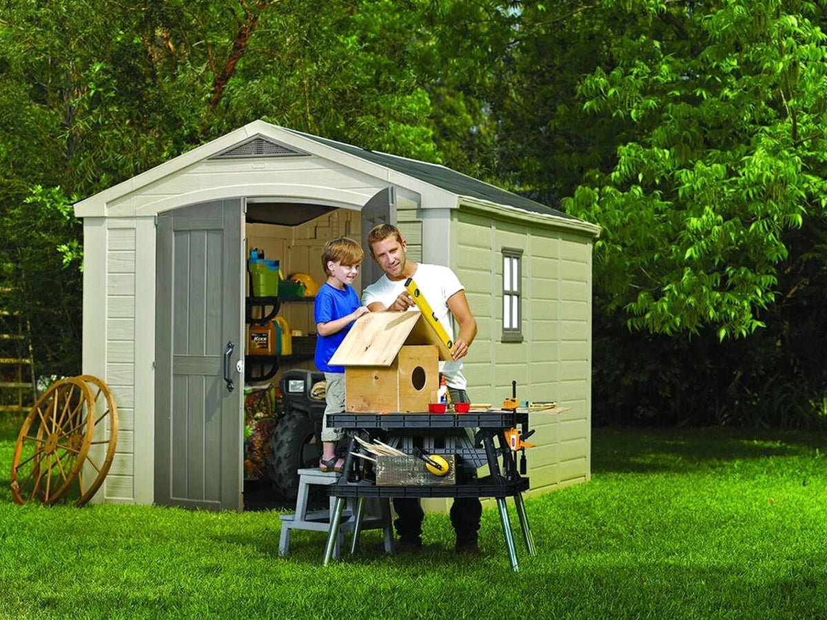 Keter Resin Outdoor Storage Shed, Taupe, 8 x 11 Foot - Factor