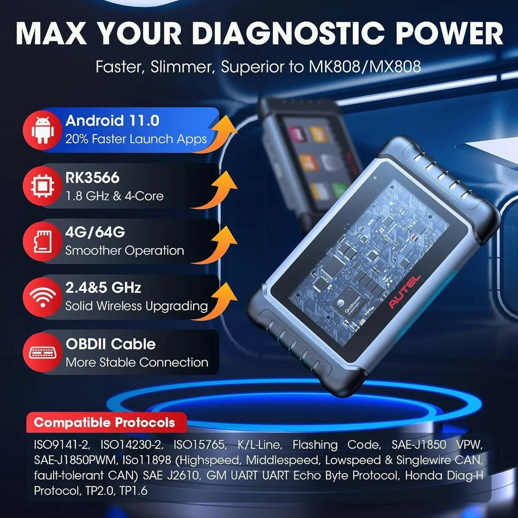 Autel MaxiCOM MK808S Automotive Diagnostic Scanner With 7-inch LCD Touchscreen