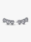 Sterling Silver Three Heart Stud Earrings