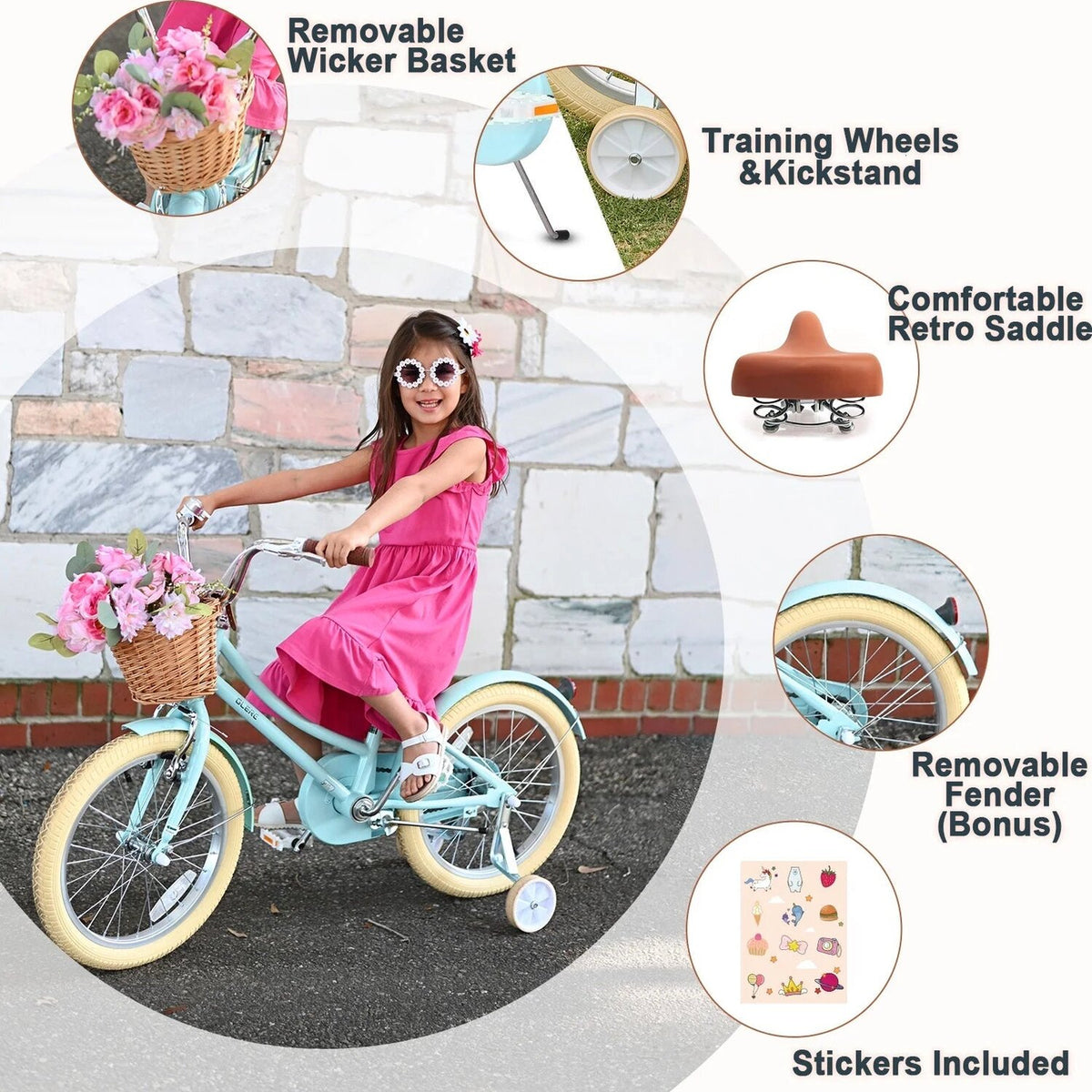 Glerc Girls' Kids' Bike, 12 inch, Pink, Ages 2-4 Years - Little Molly