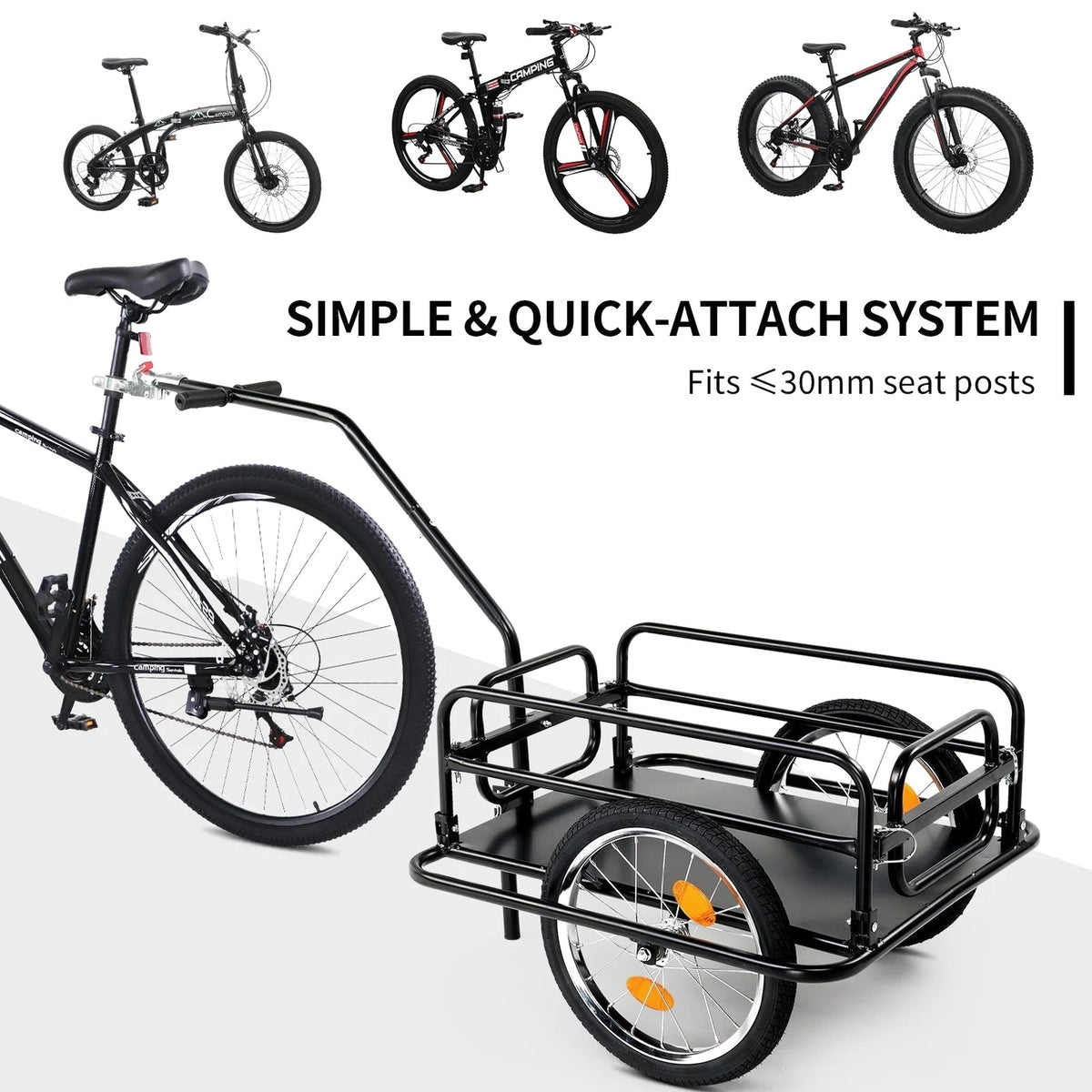 Ktaxon Two-Wheel Bicycle Cargo Trailer, Black, 16 in Inflatable Wheels