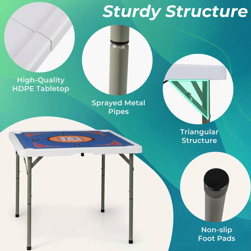Costway Folding Mahjong Table With Cup Holders, Felt Mat And Carrying Handle - 35in x 35in x 29in