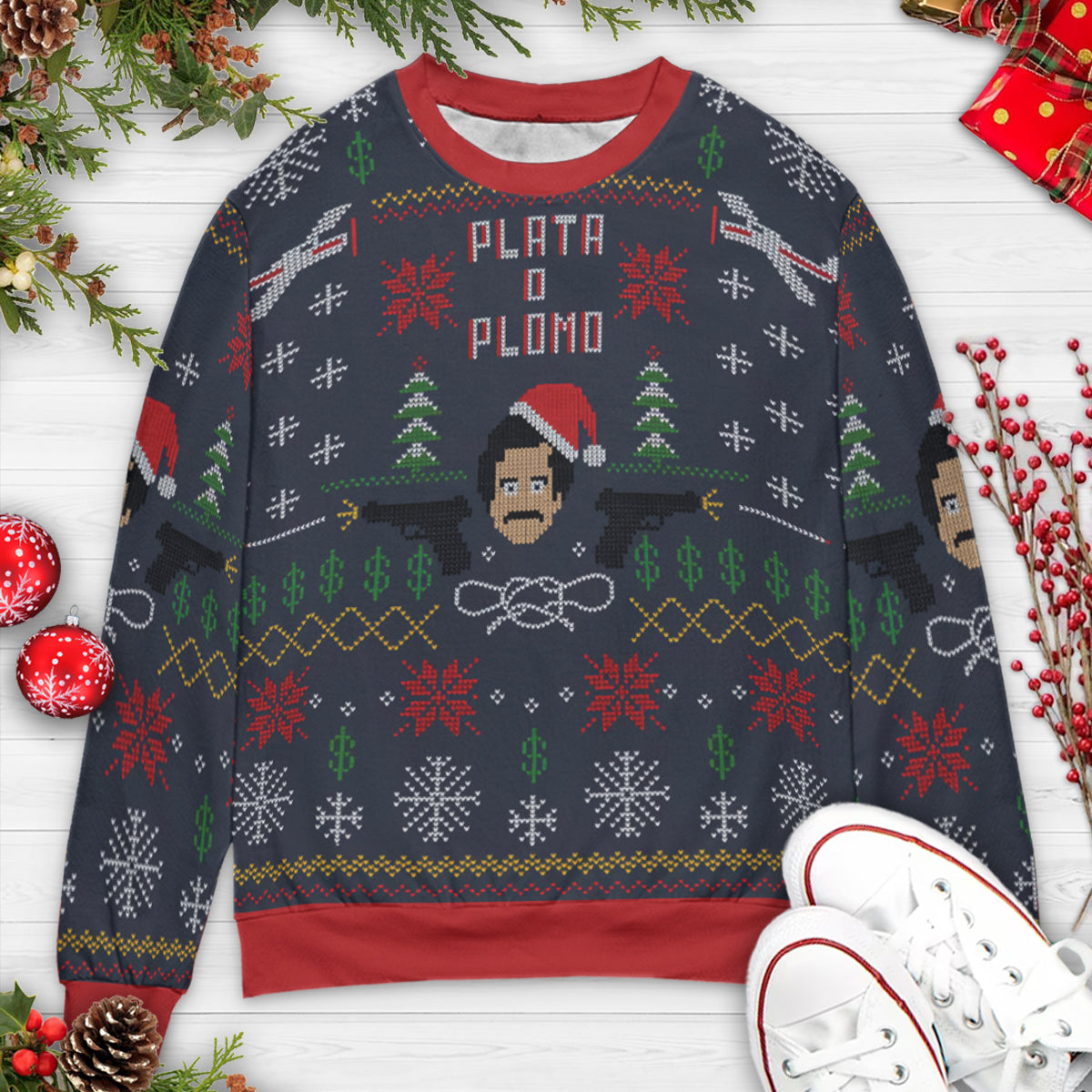 Plata O Plomo Narcos Ugly Christmas Sweatshirt