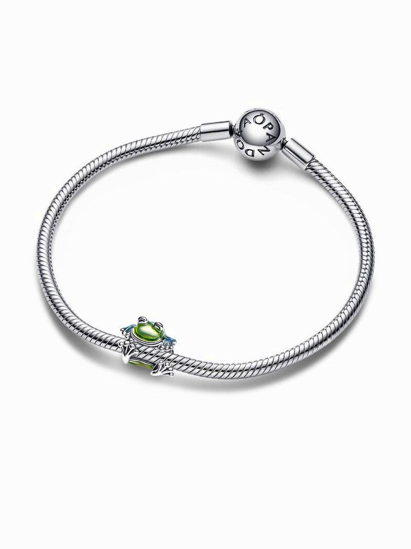Sterling Silver Enamel Climbing Frog Charm